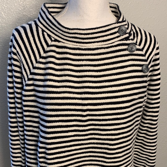 LOFT Sweaters - Loft size, medium, Striped Black and White Button thick cotton top